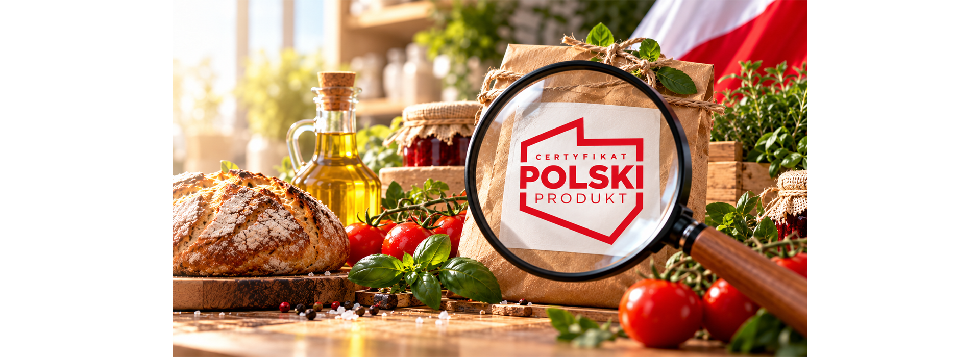 Lupa nad godłem Certyfikat Polski Produkt